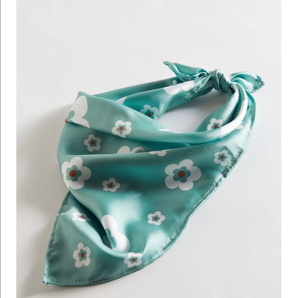 Farrah Hair Scarf daisy - teal color
